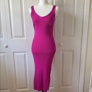 Long ribbed pink dress